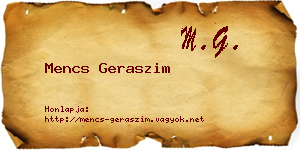 Mencs Geraszim névjegykártya